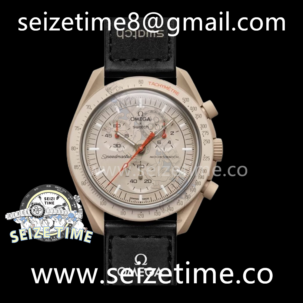 Swatch X Omega Moonwatch Jupiter CER Brown Dial on Nylon Strap Qtz