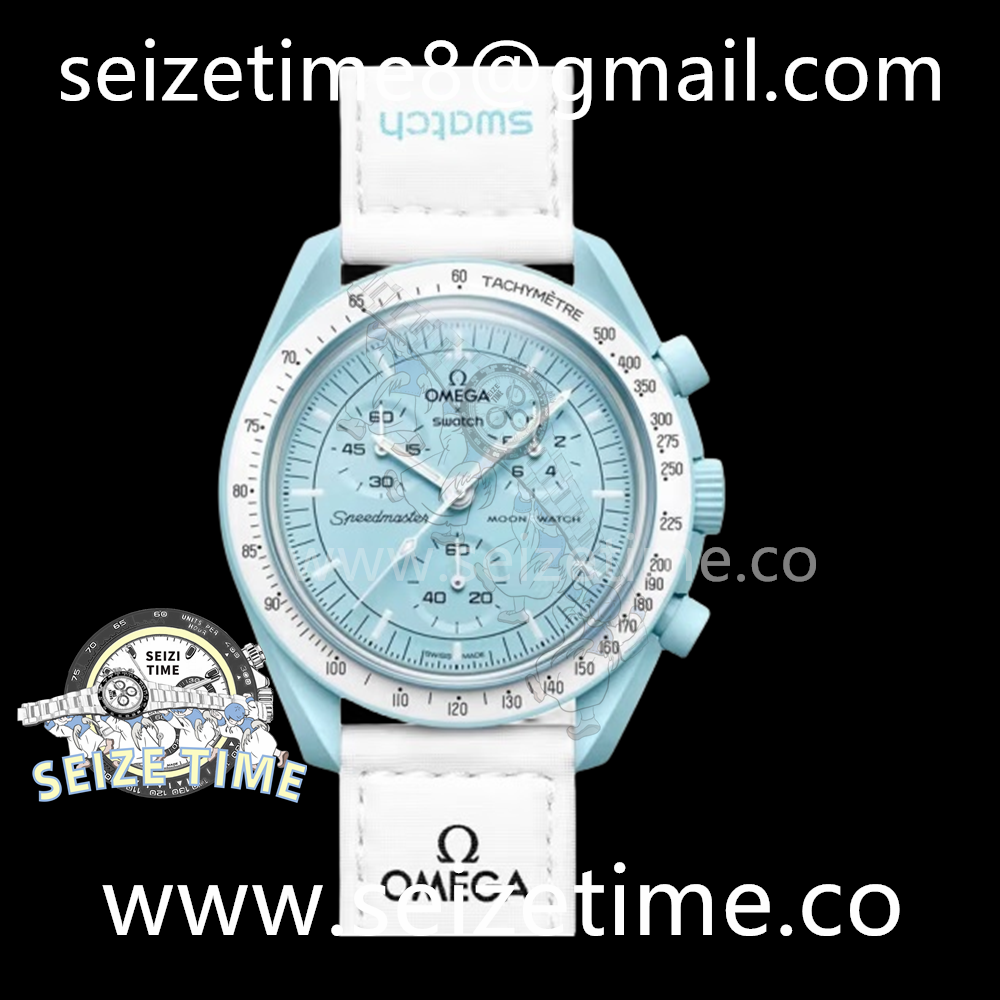 Swatch X Omega Moonwatch Uranus CER Blue Dial on Nylon Strap Qtz