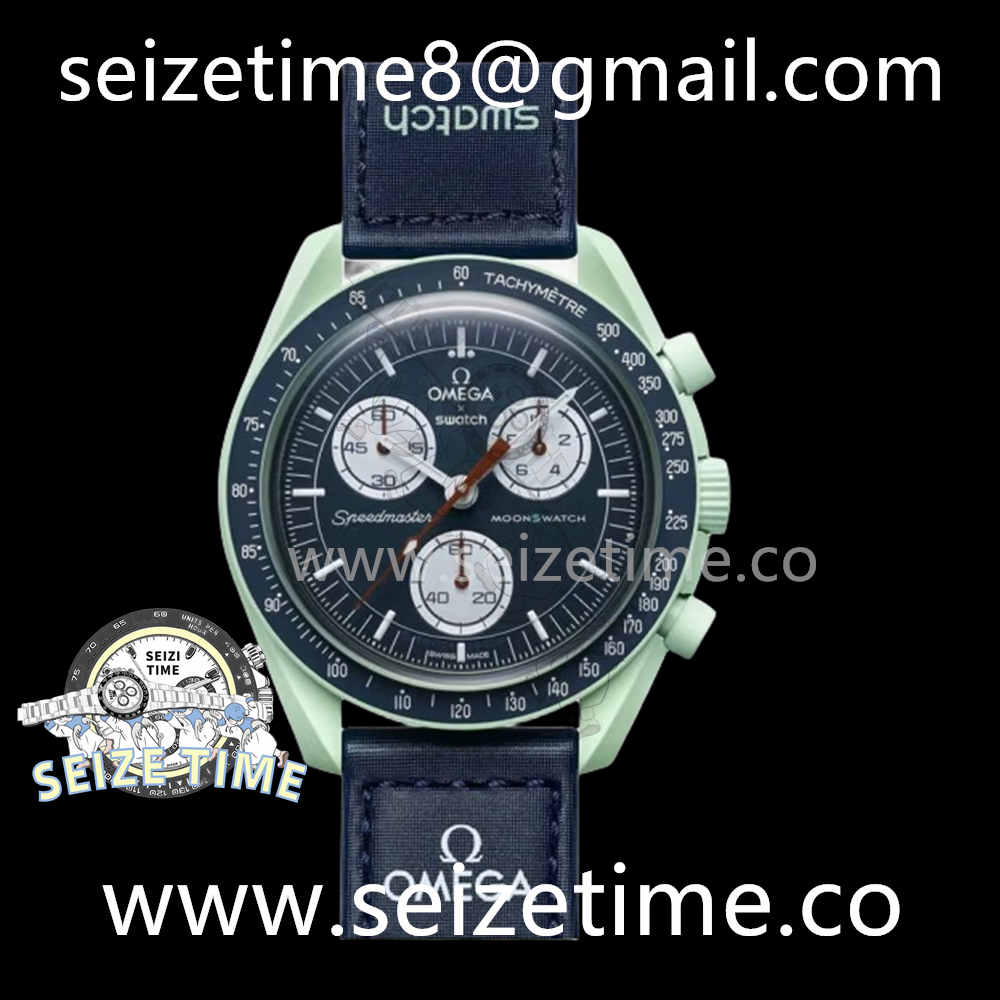 Swatch X Omega Moonwatch Earth CER Blue Dial on Nylon Strap Qtz