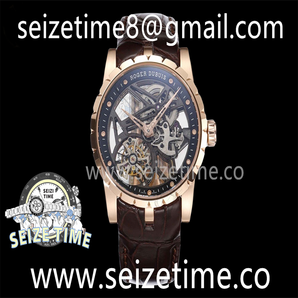 Excalibur Rddbex0393 RG JBF Best Edition Skeleton Dial on Brown Leather Strap A2136 Tourbillon