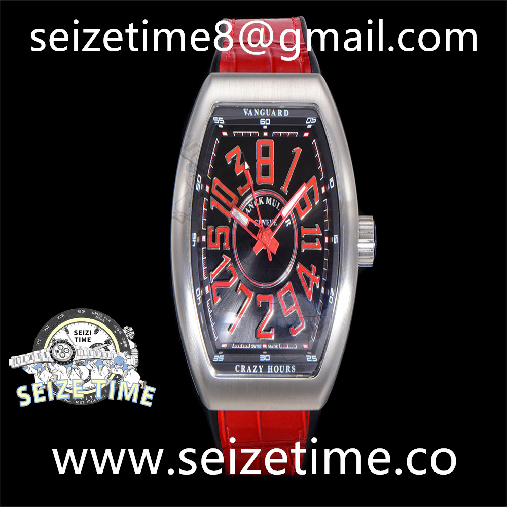 Vanguard Crazy Hours SS Black Dial on Leather Strap ABF A2824