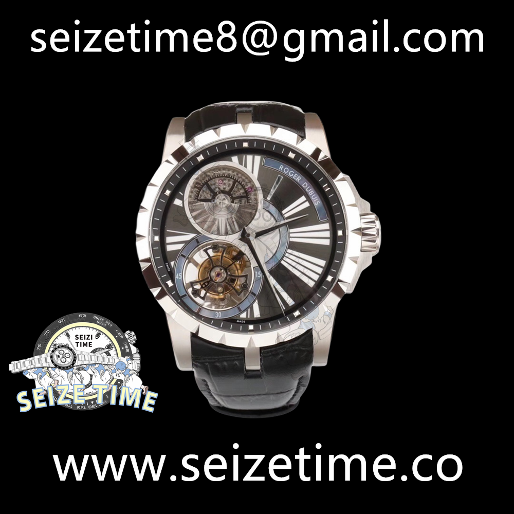 Excalibur RDDBEX0261Tourbillon BBR 1:1 Best Edition Black Dial on Black Leather Strap RD520 winding movement
