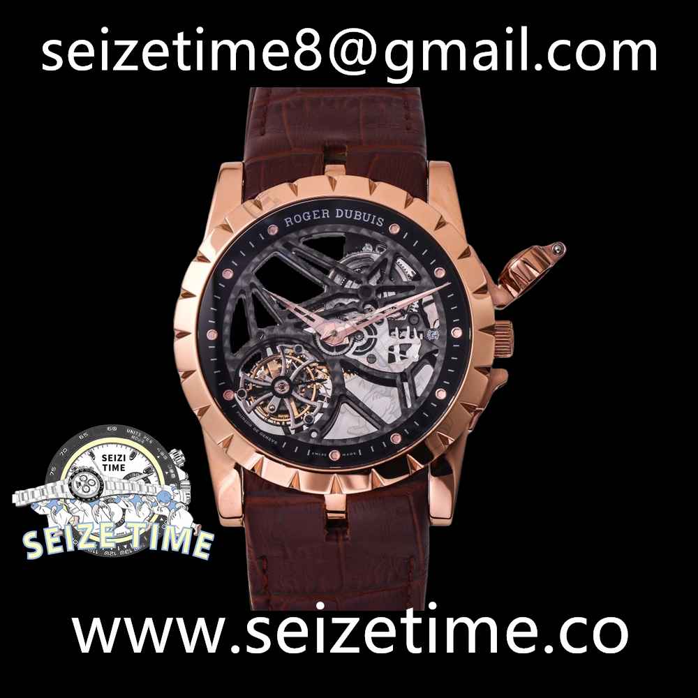 Excalibur RG JBF Best Edition New Crown Skeleton Dial on Black Leather Strap A2136 Tourbillon