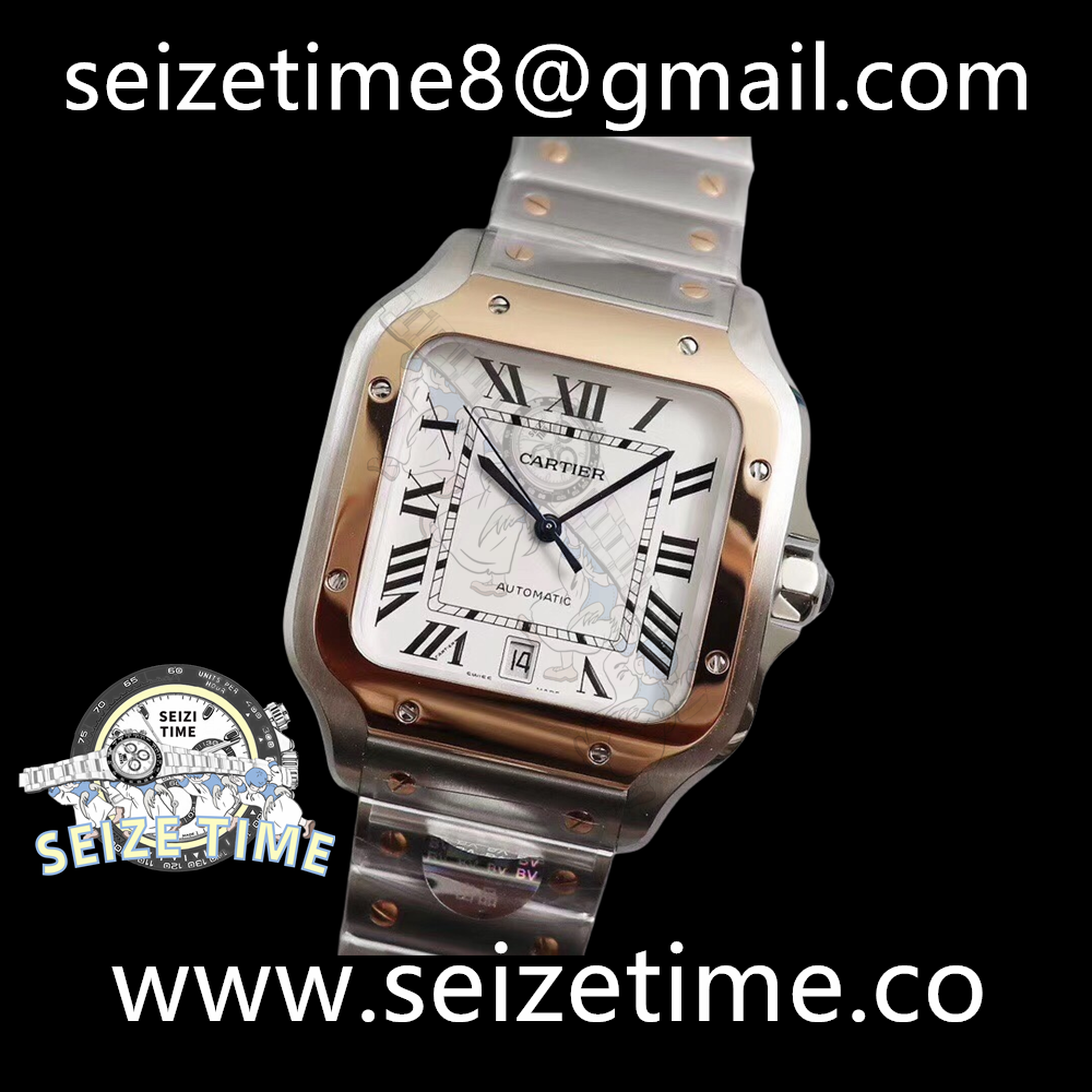 Santos de Cartier 40mm SS/RG BVF 1:1 Best Edition White Dial on SS/RG SmartLinks Bracelet MIYOTA 9015