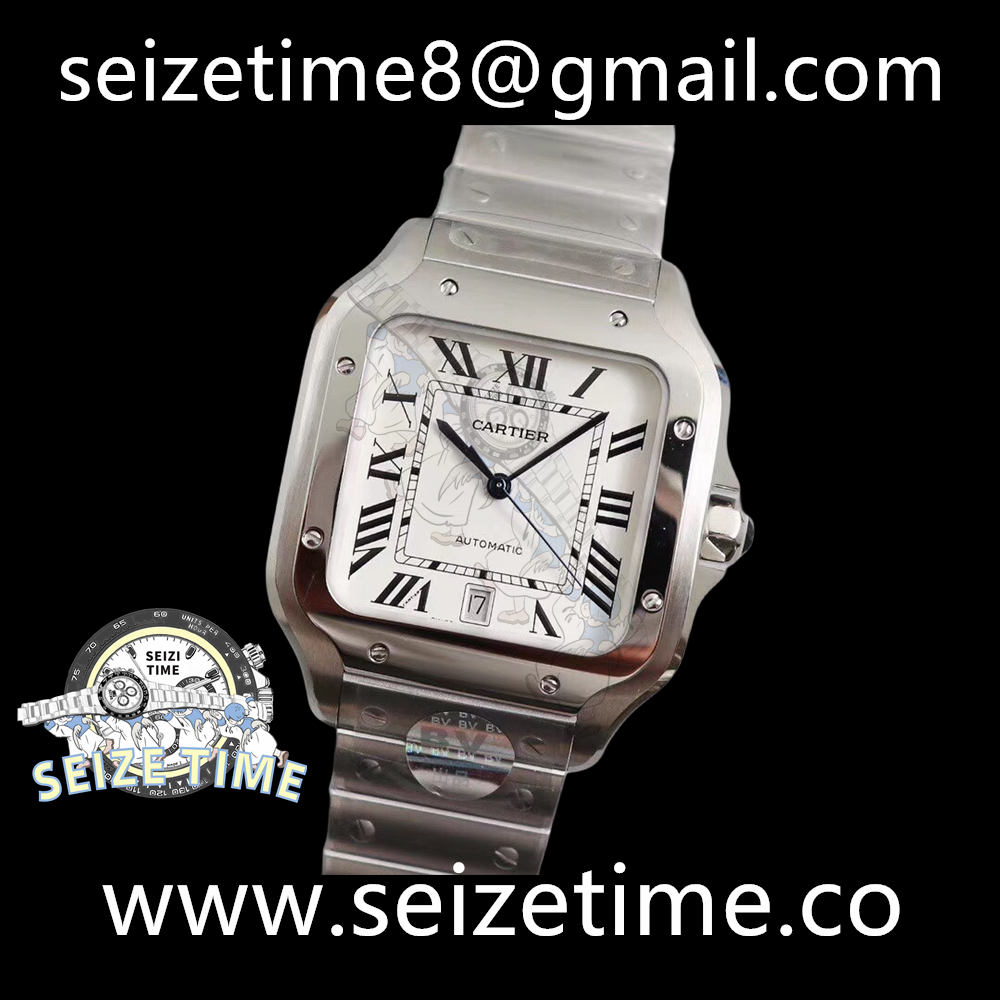 Santos de Cartier 40mm SS BVF 1:1 Best Edition White Dial on SS SmartLinks Bracelet MIYOTA 9015