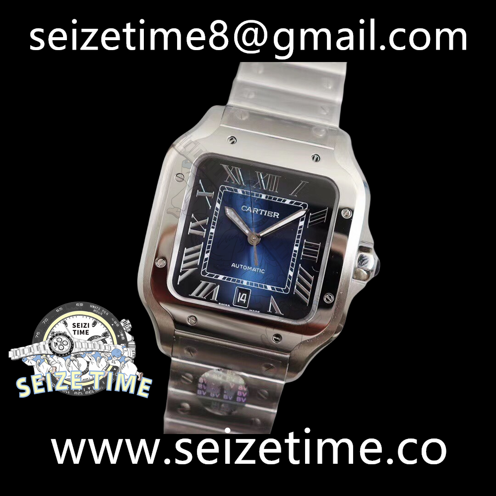 Santos de Cartier 40mm SS BVF 1:1 Best Edition Blue Dial on SS SmartLinks Bracelet MIYOTA 9015 V2