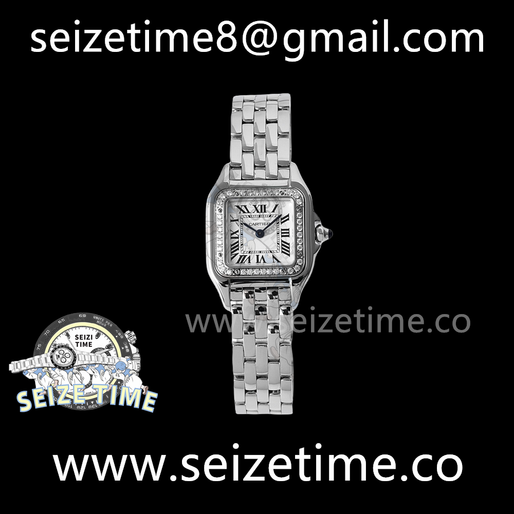 Panthère 22mm BVF 1:1 Best Edition SS White Dial Diamonds Bezel on SS Bracelet Ronda Quartz