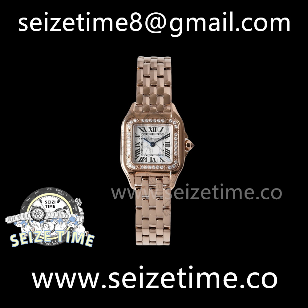 Panthère 22mm BVF 1:1 Best Edition RG White Dial Diamonds Bezel on RG Bracelet Ronda Quartz
