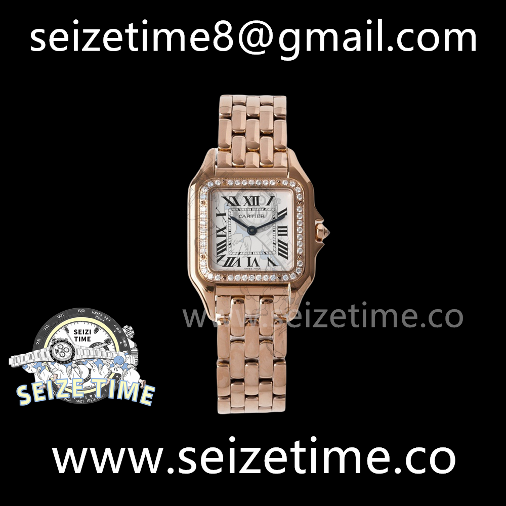 Panthère 27mm BVF 1:1 Best Edition RG White Dial Diamonds Bezel on RG Bracelet Ronda Quartz