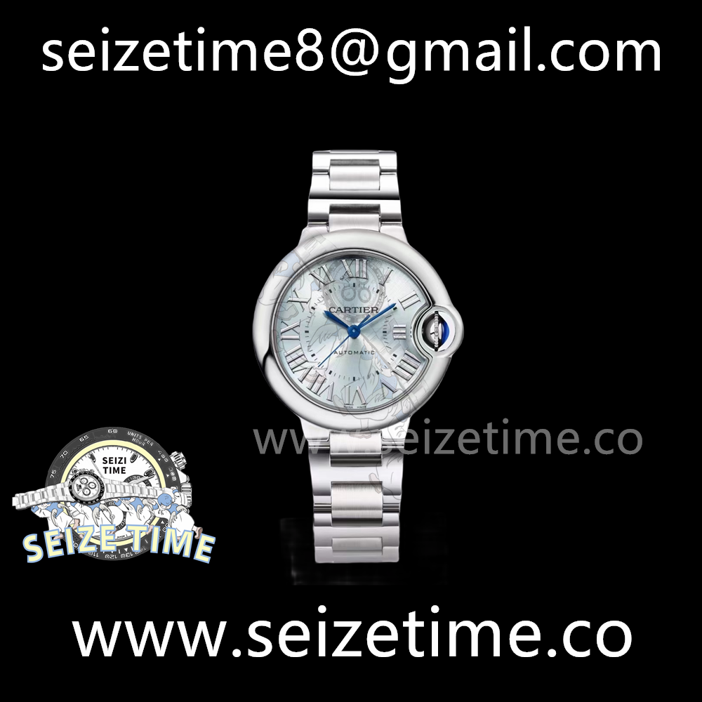 Ballon Bleu 33mm SS 3KF 1:1 Best Edition Ice Blue Dial on SS Bracelet A076