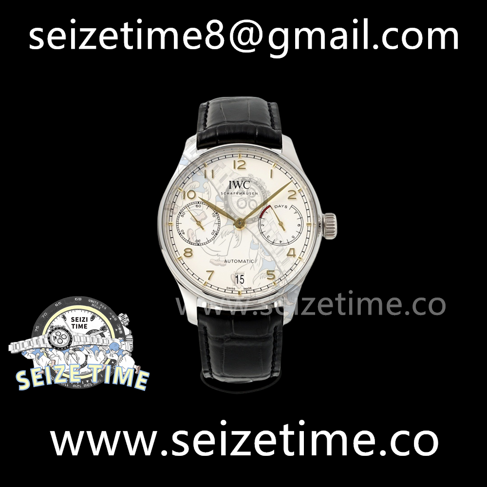 Portuguese Real PR IW500704 SS AZF 1:1 Best Edition White Dial on Black Leather Strap A52010