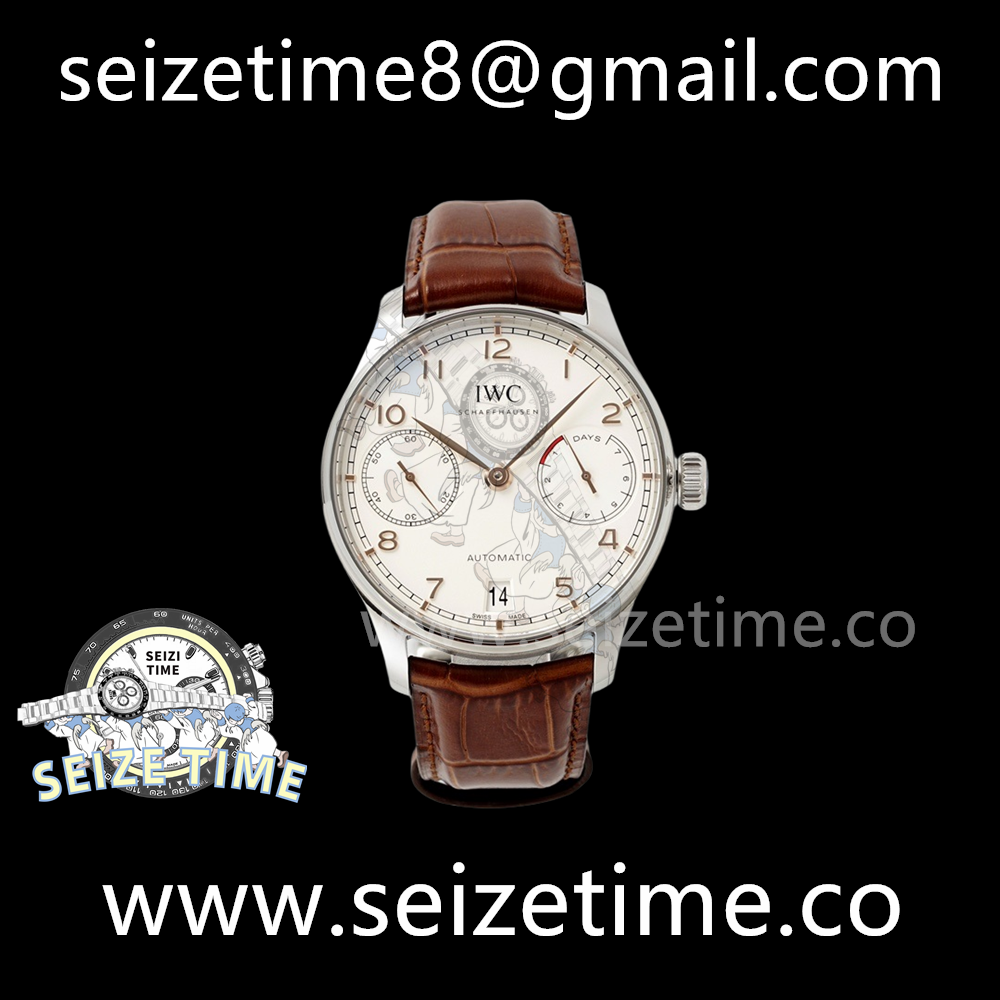 Portuguese Real PR IW500704 SS AZF 1:1 Best Edition White Dial on Brown Leather Strap A52010