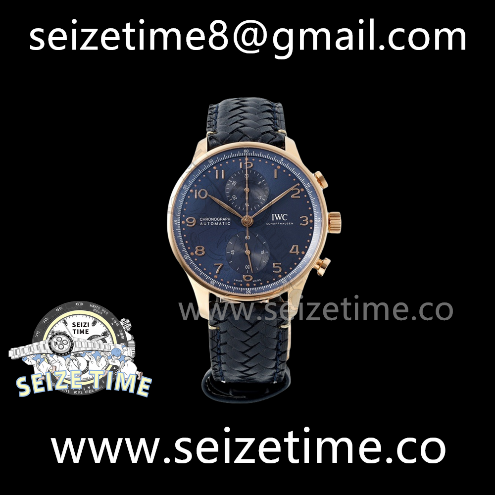 Portuguese Chrono IW371614 RG AZF 1:1 Best Edition Blue Dial on Blue Leather Strap A69355