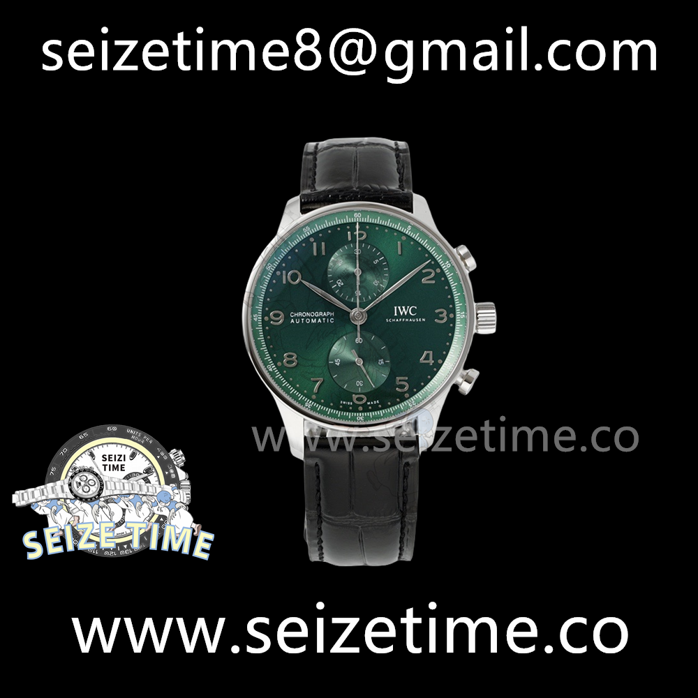 Portuguese Chrono IW3716 ZF 1:1 Best Edition Green Dial on Black Leather Strap A69355