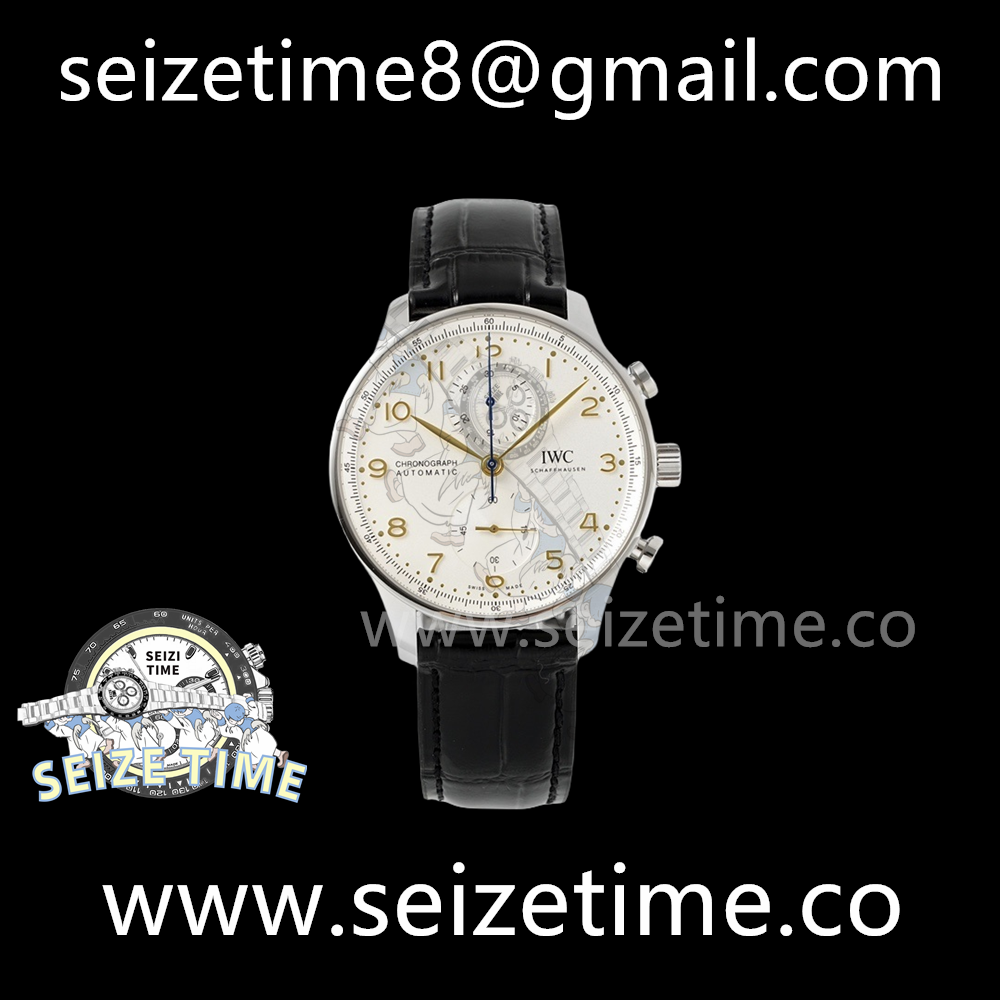 Portuguese Chrono IW371606 AZF 1:1 Best Edition White Dial on Black Leather Strap A69355