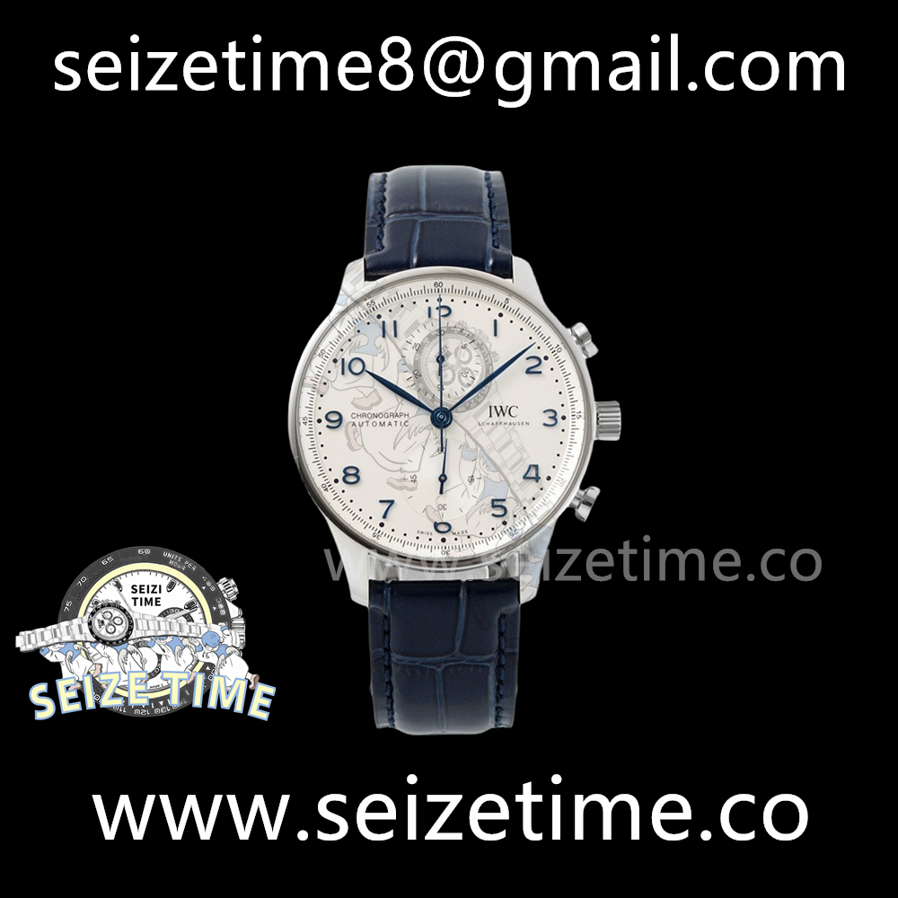 Portuguese Chrono IW371446 AZF 1:1 Best Edition White Dial on Blue Leather Strap A69355