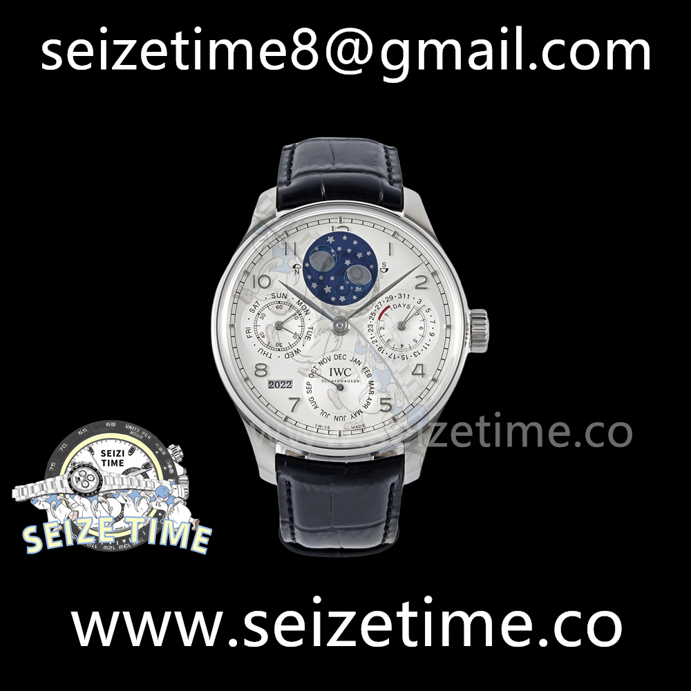 Portugieser Perpetual Calendar SS 5033 APSF 1:1 Best Edition White Dial on Black Leather Strap A52610
