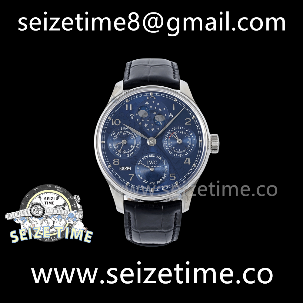 Portugieser Perpetual Calendar SS 5033 APSF 1:1 Best Edition Blue Dial on Black Leather Strap A52610