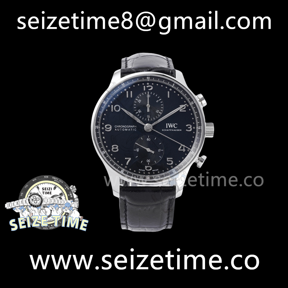 Portuguese Chrono IW371609 ZF 1:1 Best Edition Black Dial on Black Leather Strap A69355