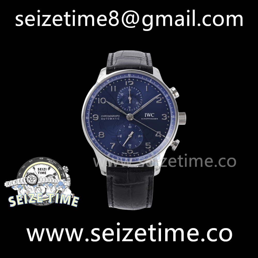 Portuguese Chrono IW371606 ZF 1:1 Best Edition Blue Dial on Black Leather Strap A69355
