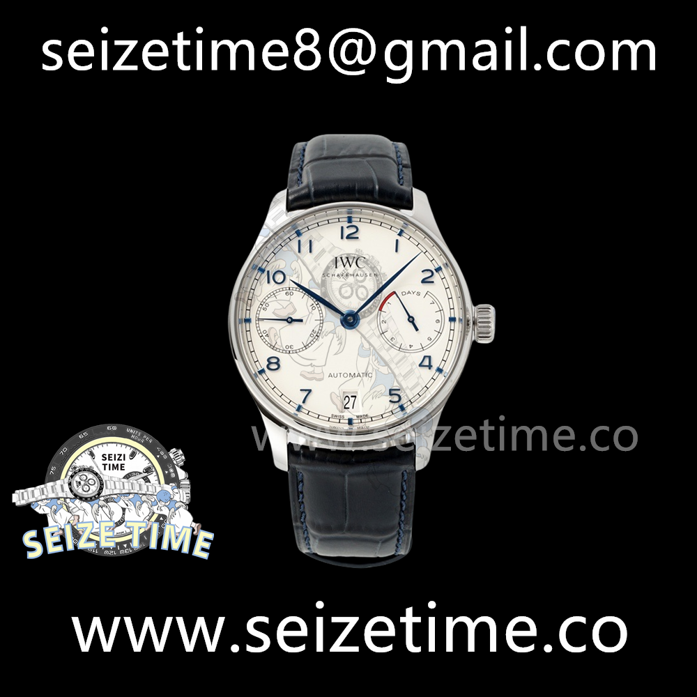 Portuguese Real PR IW500705 SS AZF 1:1 Best Edition White Dial on Blue Leather Strap A52010