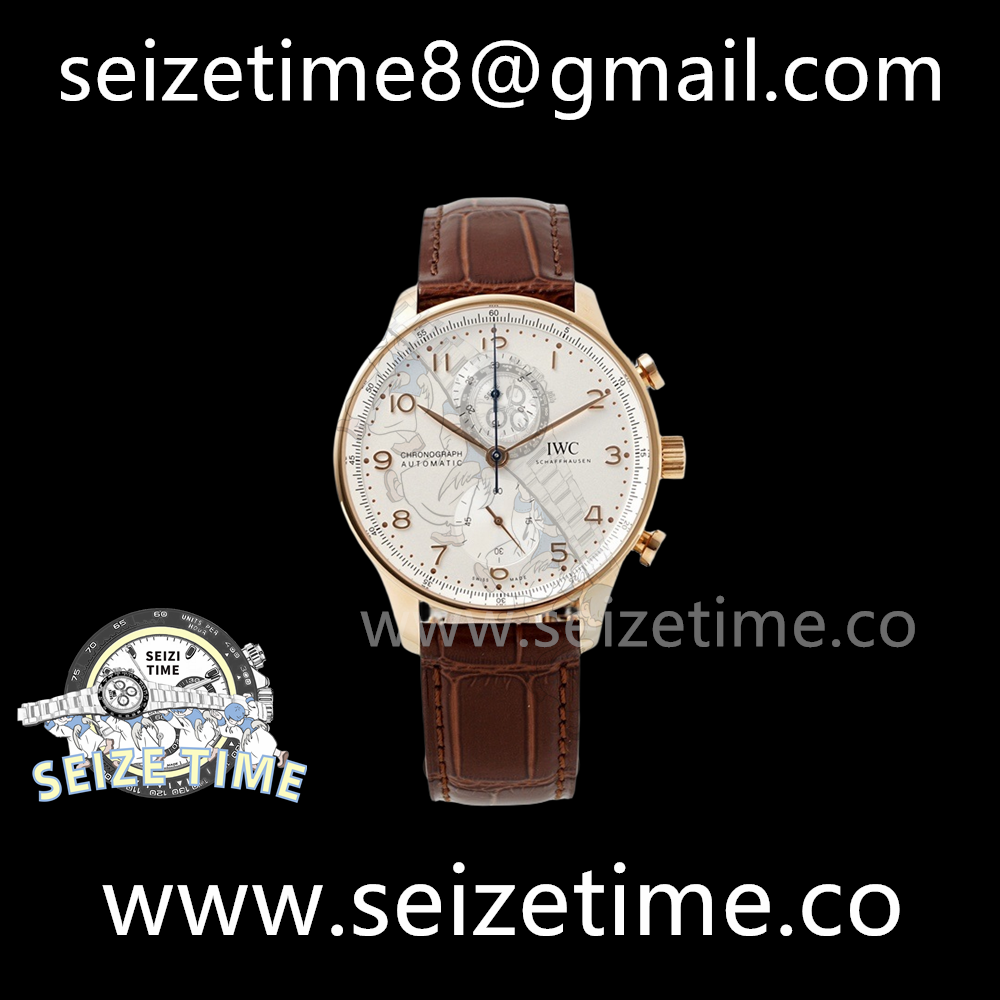 Portuguese Chrono IW371611 RG AZF 1:1 Best Edition White Dial on Brown Leather Strap A69355