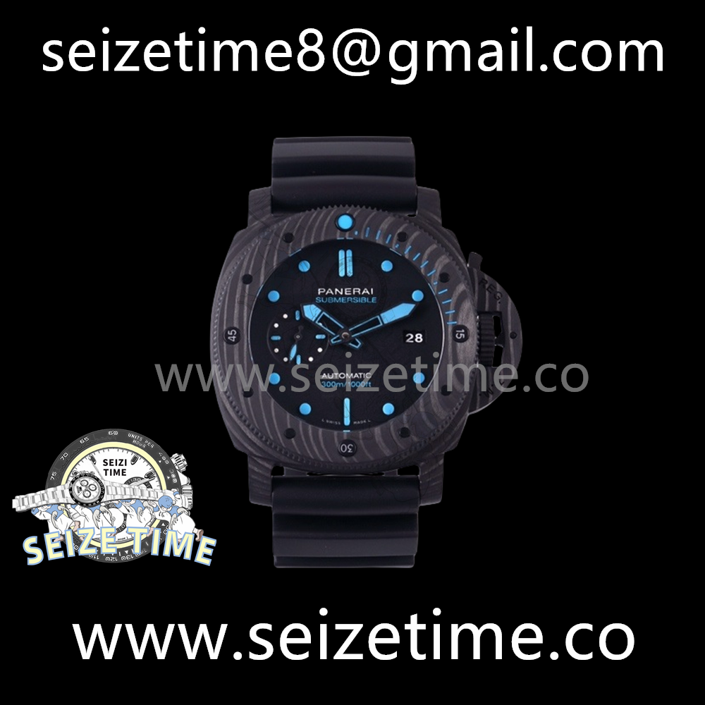PAM1616 Carbotech 47mm VSF Best Edition Black Dial Blue Markers on Rubber Strap P.9010
