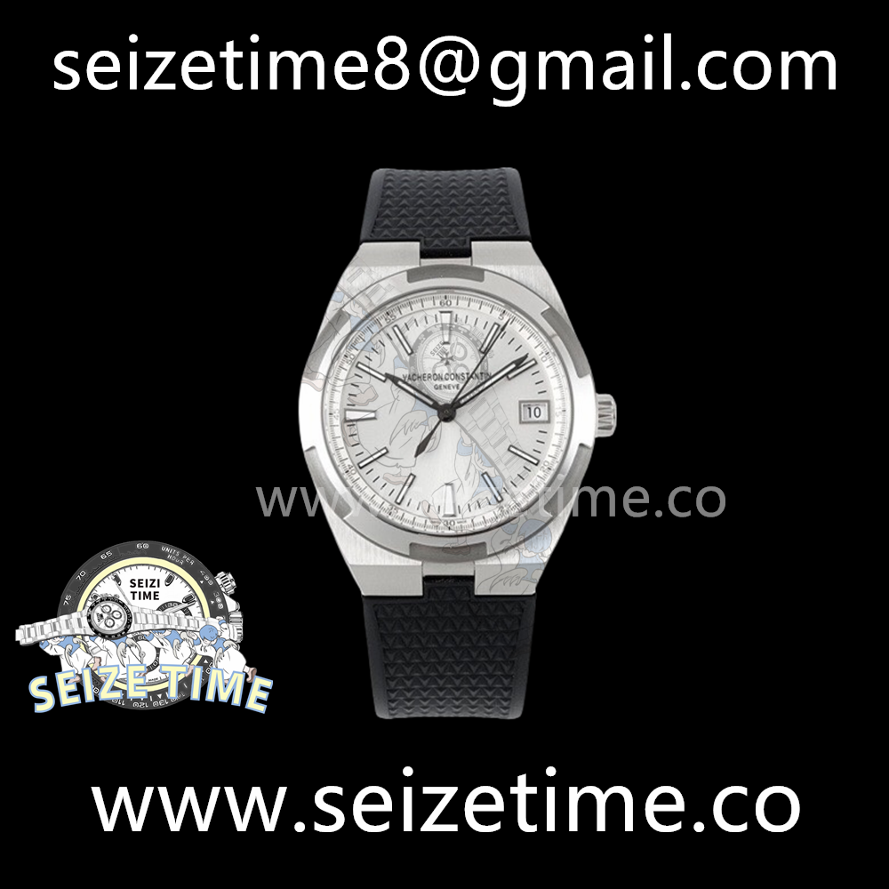 Overseas 4500V SS ZF 1:1 Best Edition Silver Dial on Black Rubber Strap A5100
