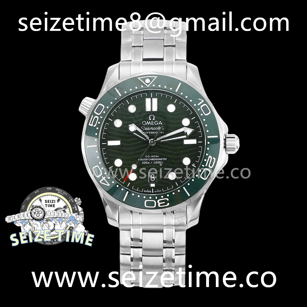 Seamaster Diver SS 300M VSF 1:1 Best Edition Green Ceramic Green Dial on SS Bracelet A8800