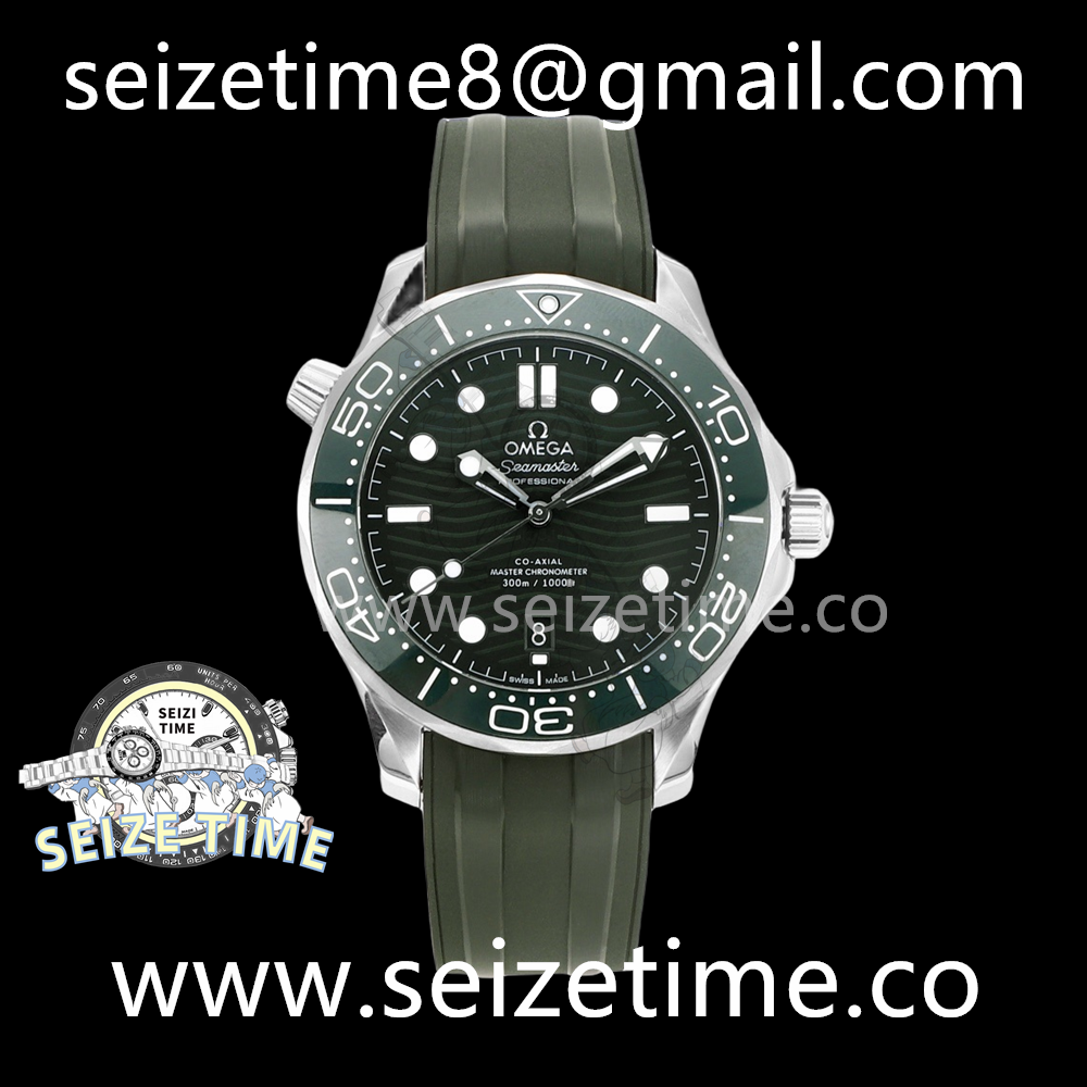 Seamaster Diver SS 300M VSF 1:1 Best Edition Green Ceramic Green Dial on Green Rubber Strap A8800