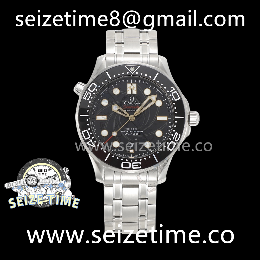 Seamaster Diver 300M Co-Axial Master Chronometer “James Bond” VSF 1:1 Best Edition Blue Ceramic Grey Dial on SS Bracelet A8800 V2