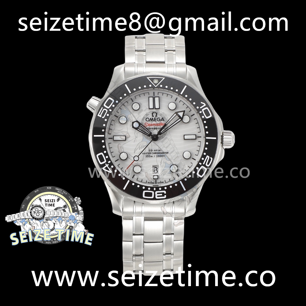 Seamaster Diver 300M VSF 1:1 Best Edition Black Ceramic White Dial on SS Bracelet A8800 V2