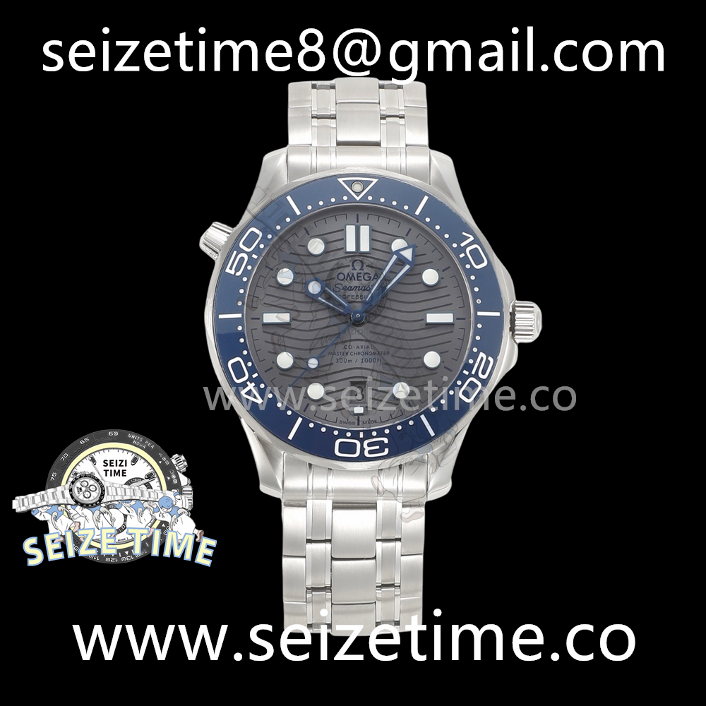 Seamaster Diver 300M VSF 1:1 Best Edition Blue Ceramic Grey Dial on SS Bracelet A8800 V2