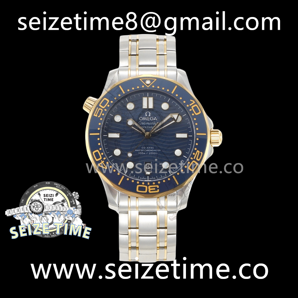 Seamaster Diver 300M SS/YG VSF 1:1 Best Edition YG Bezel Blue Dial on SS/YG Bracelet A8800