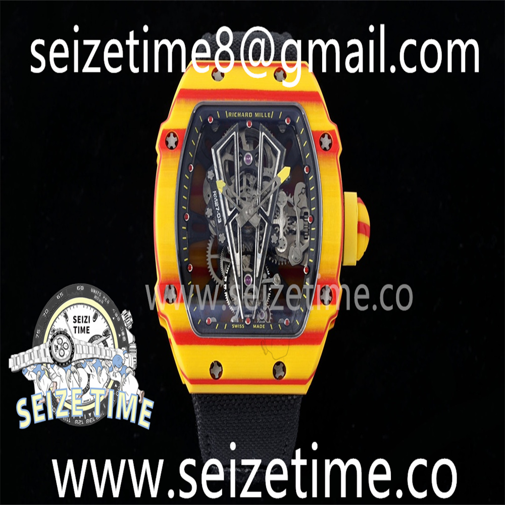 RM27-03 Real Tourbillon RMF Best Edition Orange/Red Carbon Skeleton Dial on Black Nylon Strap