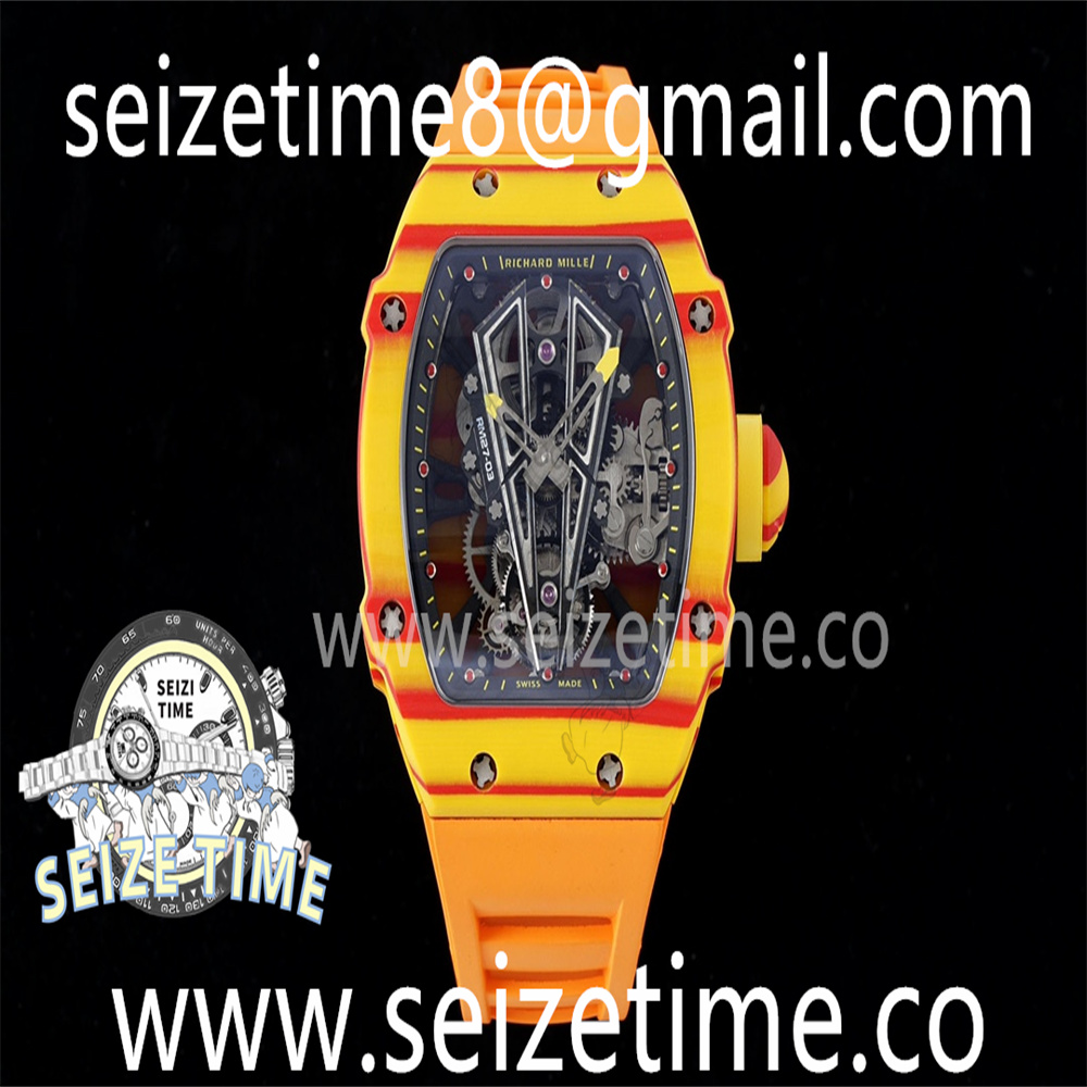 RM027-03 Real Tourbillon RMF Best Edition Orange/Red Carbon Skeleton Dial on Orange Rubber Strap