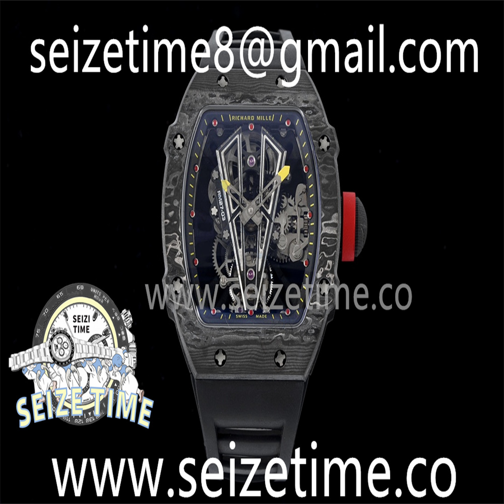 RM027-03 NTPT Real Tourbillon RMF Best Edition Skeleton Dial on Black Rubber Strap