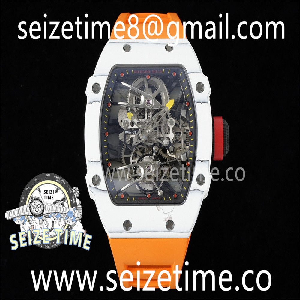 RM27-02 Nadal Real Tourbillon RMF Best Edition White Forge Carbon Black Inner Bezel on Orange Rubber Strap