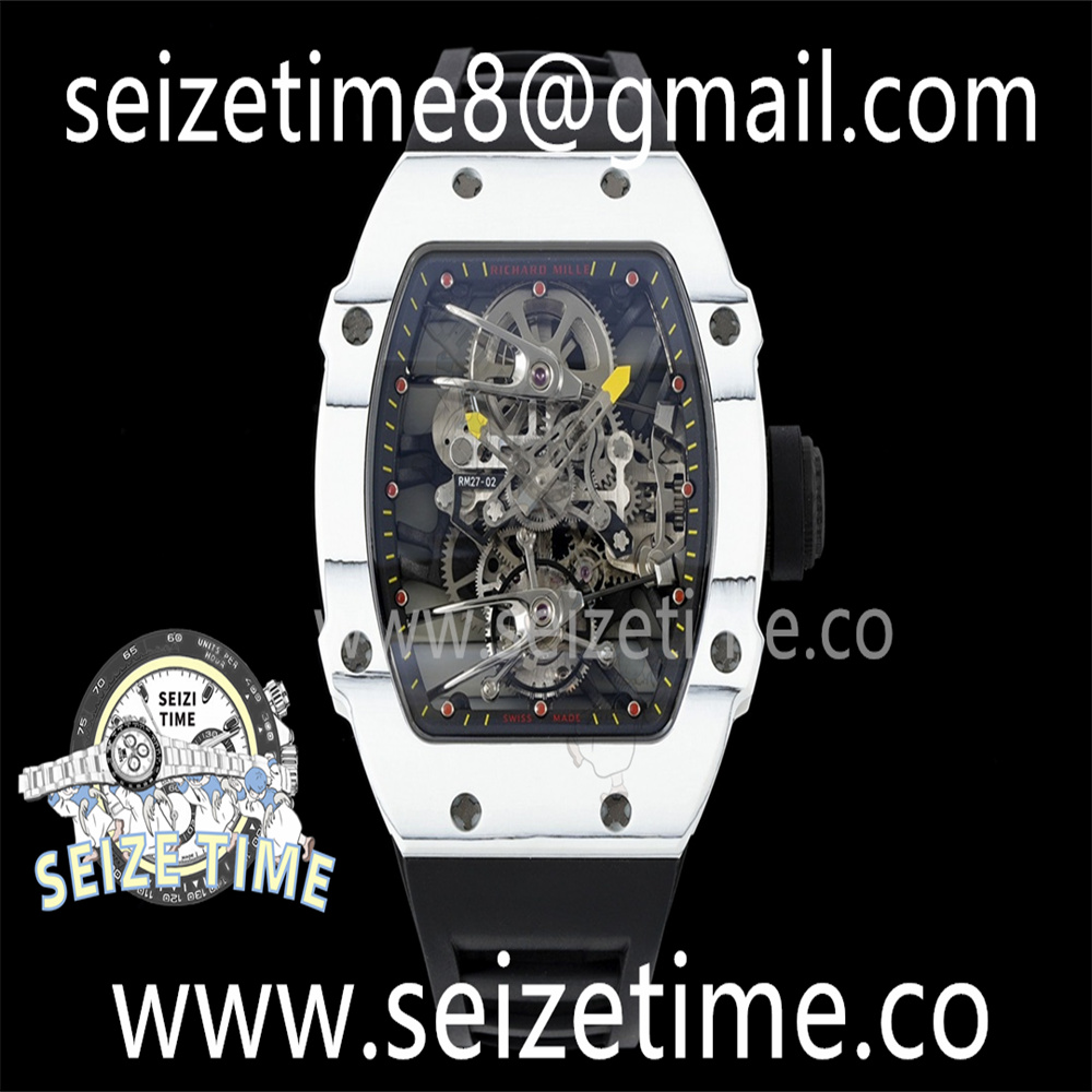 RM27-02 Nadal Real Tourbillon RMF Best Edition White Forge Carbon Black Inner Bezel on Black Rubber Strap