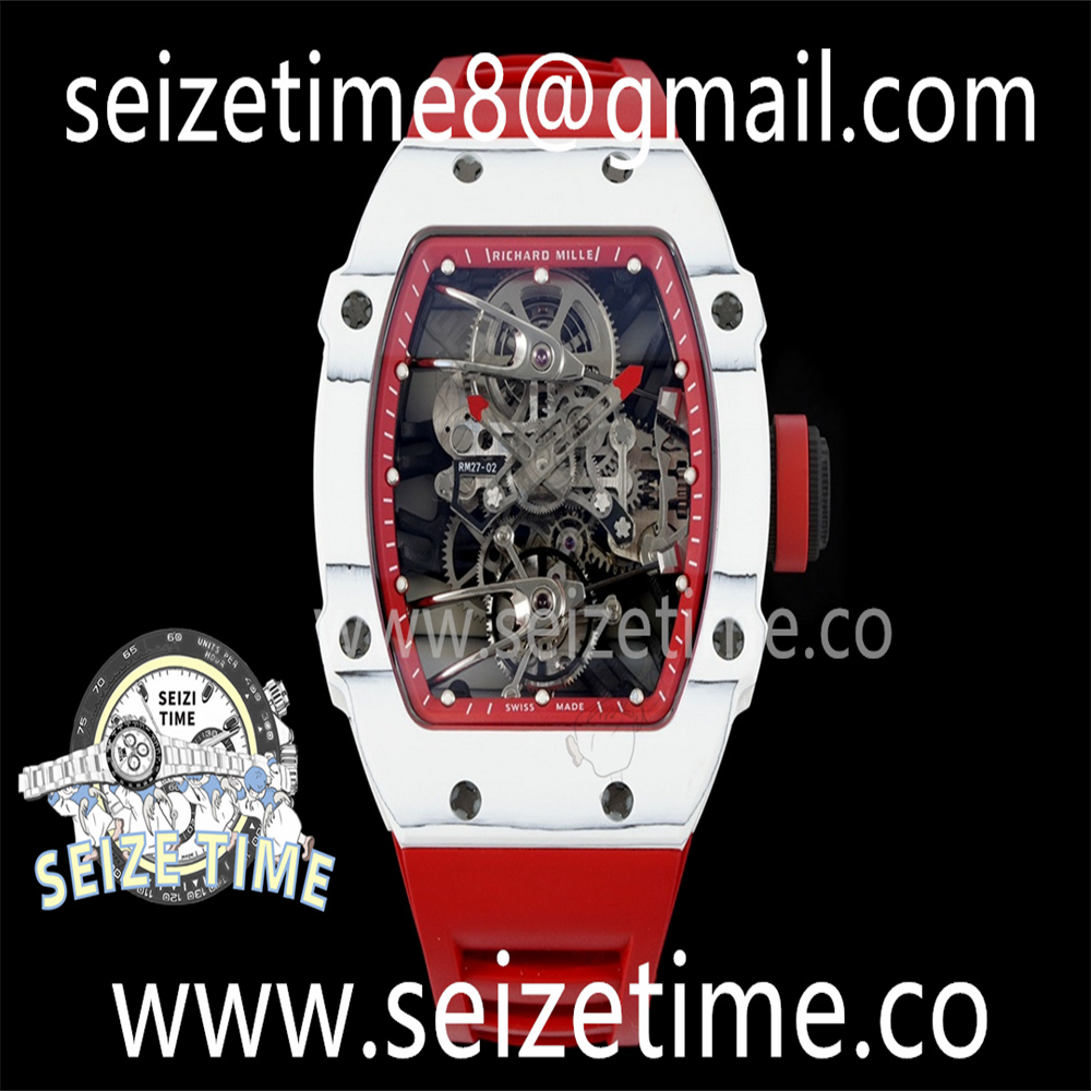 RM27-02 Nadal Real Tourbillon RMF Best Edition White Forge Carbon Red Inner Bezel on Red Rubber Strap