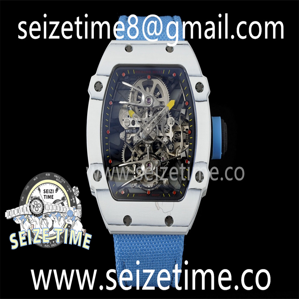 RM027-02 Nadal Real Tourbillon RMF Best Edition White Forge Carbon Black Inner Bezel on Blue Nylon Strap