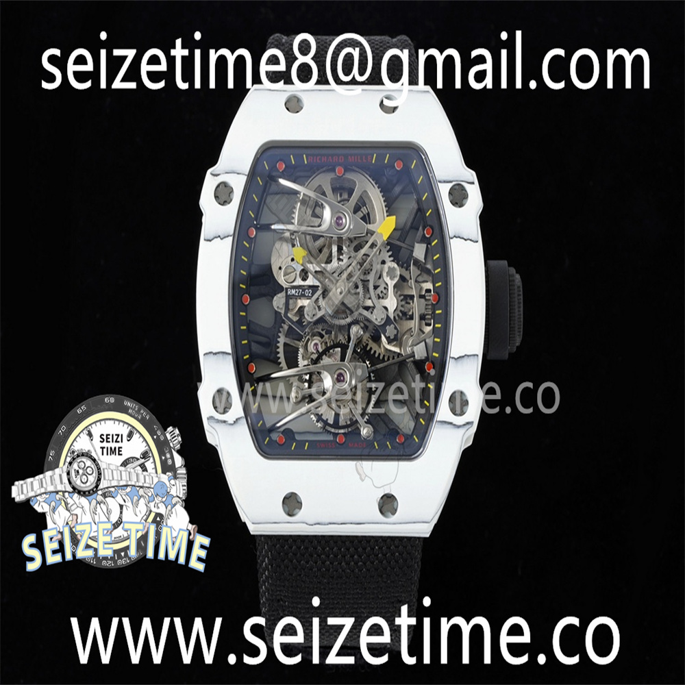 RM27-02 Nadal Real Tourbillon RMF Best Edition White Forge Carbon Black Inner Bezel on Black Nylon Strap