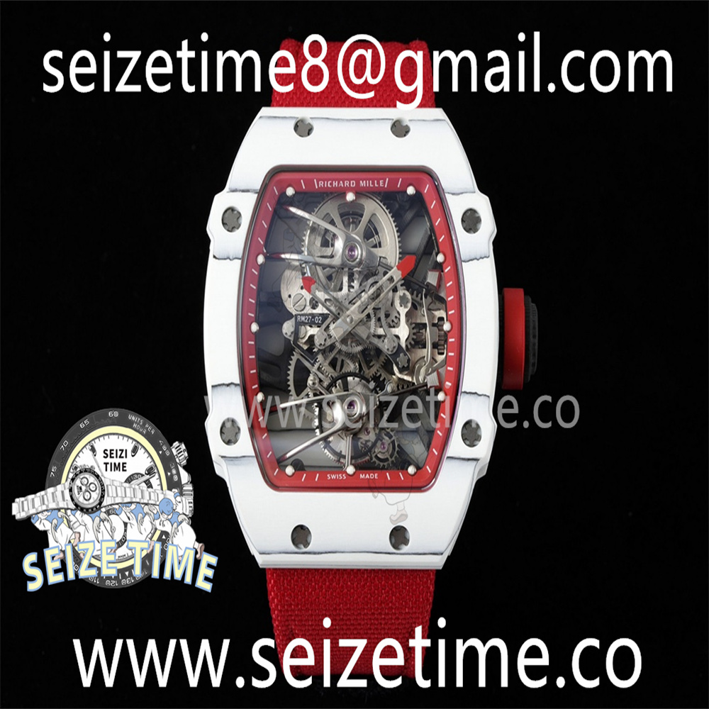 RM27-02 Nadal Real Tourbillon RMF Best Edition White Forge Carbon Red Inner Bezel on Red Nylon Strap