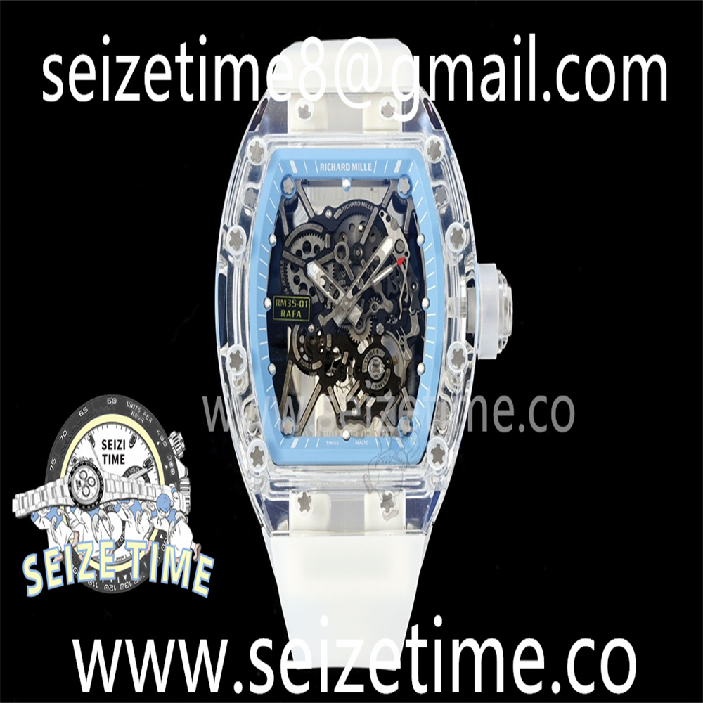 RM35-01 Transparent RMF Best Edition Skeleton Blue Dial on Translucent Rubber Strap Clone RMUL2