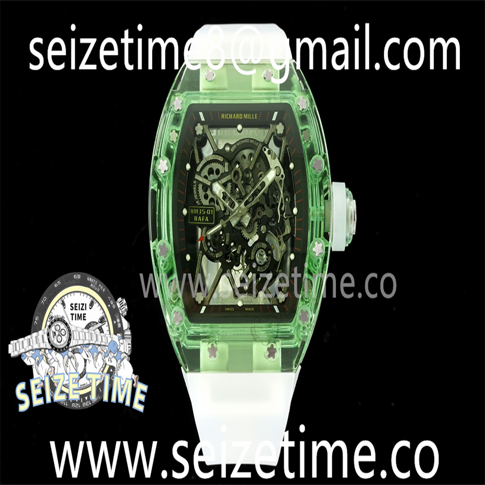 RM35-01 Green Transparent RMF Best Edition Skeleton Dial on Translucent Rubber Strap Clone RMUL2