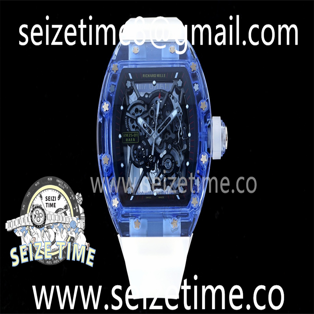 RM35-01 Blue Transparent RMF Best Edition Skeleton Dial on Translucent Rubber Strap Clone RMUL2