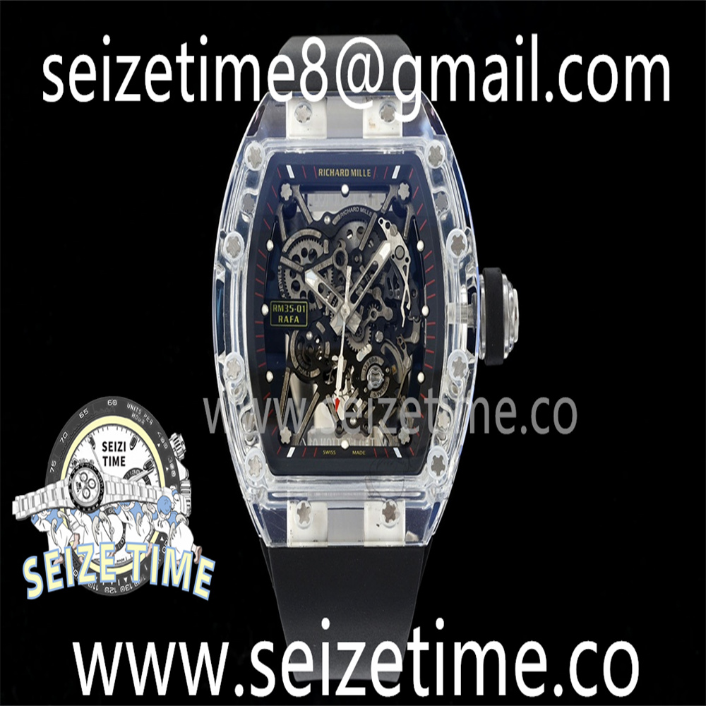 RM35-01 Transparent RMF Best Edition Skeleton Dial on Black Rubber Strap Clone RMUL2
