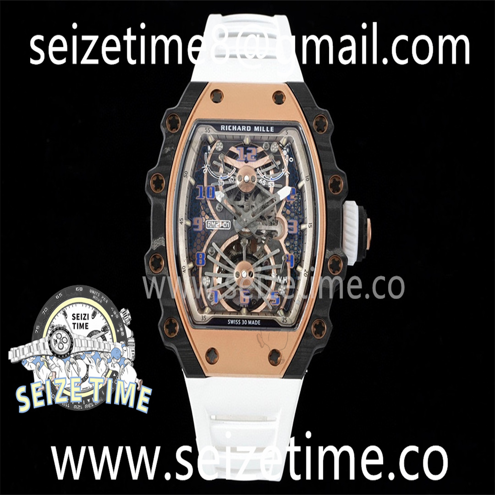 RM21-01 RG Tourbillon RMF Best Edition Skeleton Dial on White Rubber Strap