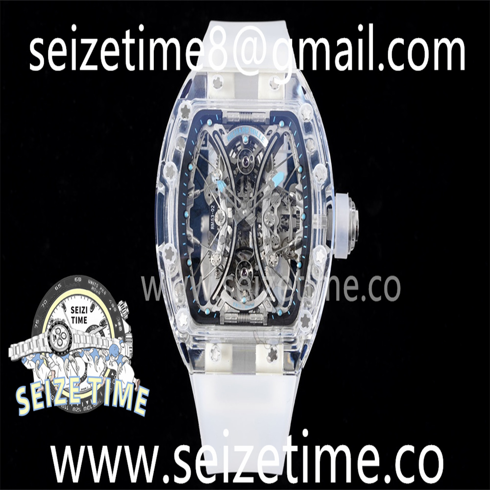 RM 53-02 Transparent Case Real Tourbillon Pablo Mac Donough RMF Best Edition on White Rubber Strap