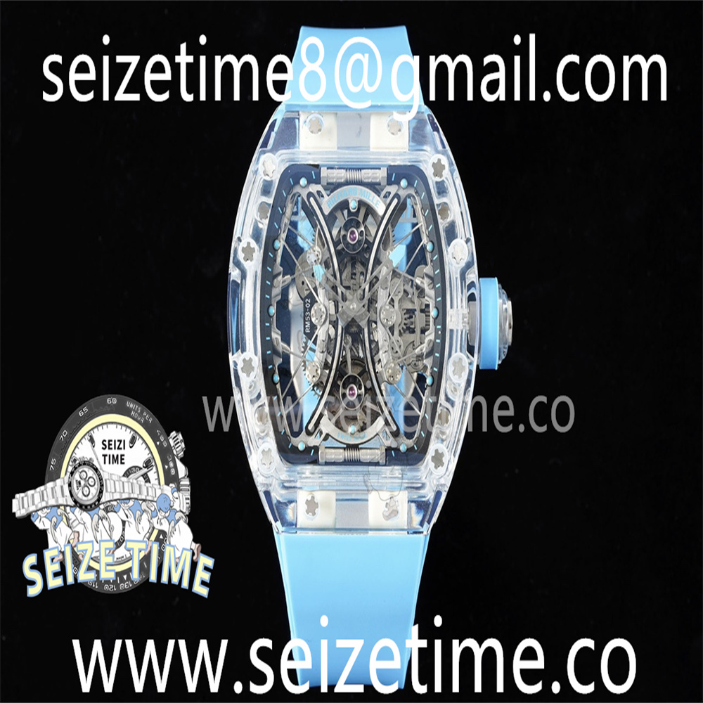 RM 53-02 Transparent Case Real Tourbillon Pablo Mac Donough RMF Best Edition on Blue Rubber Strap